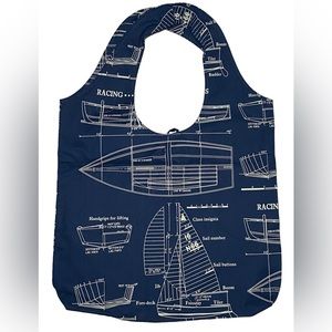 Lands End Blue Tote Bag Sailboats boats racing